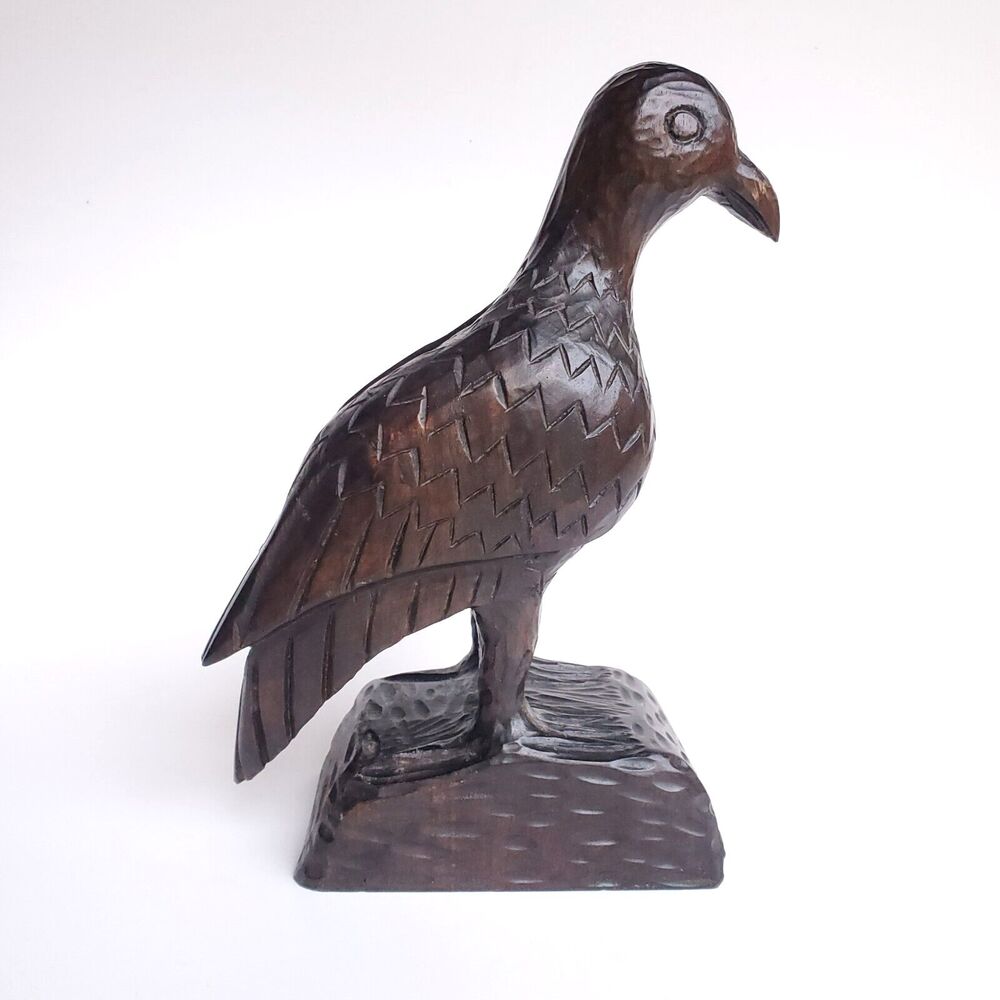 Vintage Hand Carved Bird 9" Wood Folk Art Figurine Lester Clarke Jamaica Tropics